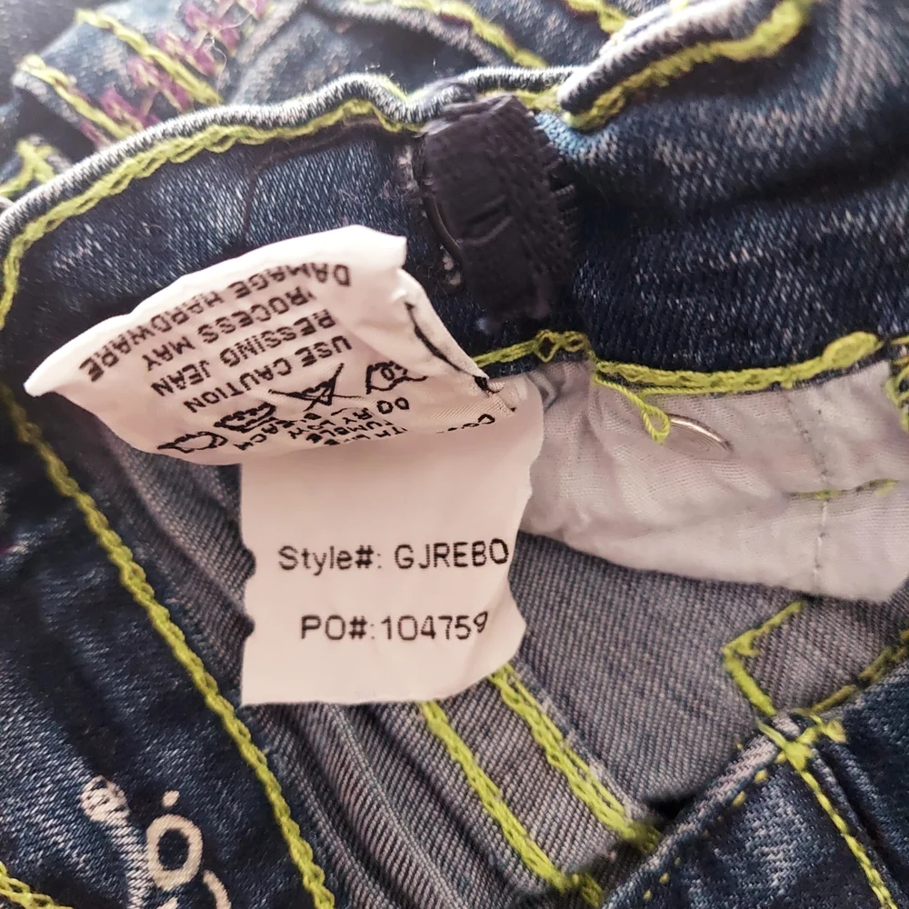 Cowgirl Tuff Girls Jeans Adjustable Waist Elastic Aztec Reboot Embroidered Sz 8 - Picture 4 of 9